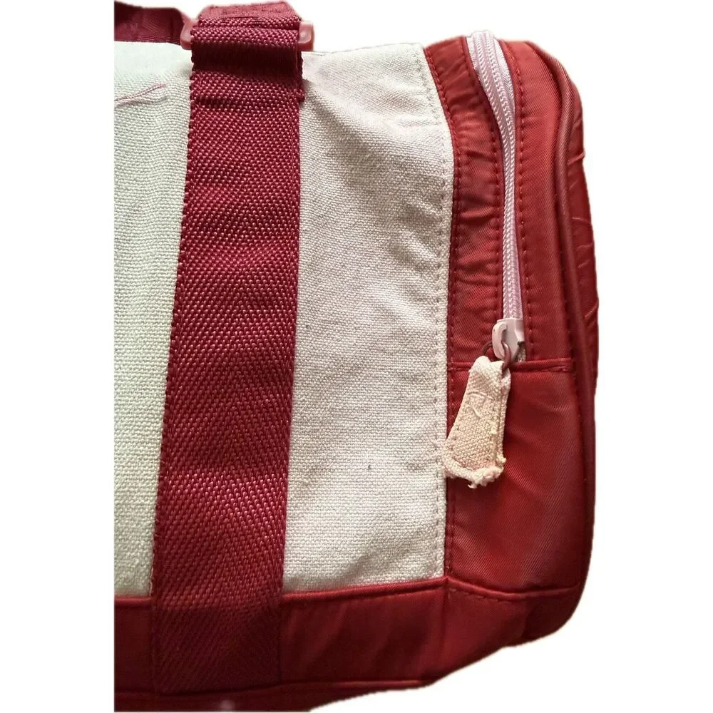American Girl Duffle Bag - Pink & Red Zipper Closure Buttons Accessory Case